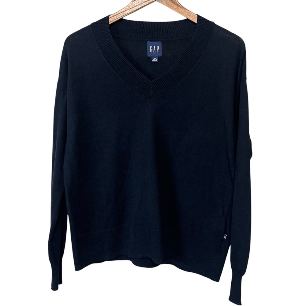 Gap Lightweight V-neck Long Sleeve Sweater Black Size XS